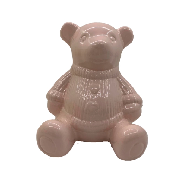 Urso Rosa Claro de porcelana